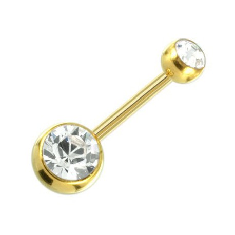 Piercing Nombril Boule Cristal Doré Anodisé + Boule du Dessus