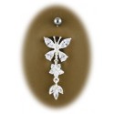 Nombril acier papillon pendant