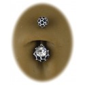 Piercing Nombril Boule Noire Cristal Acier