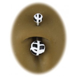 Piercing Nombril Acier Boule Noire et Blanche