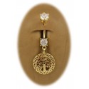 Piercing Nombril Arbre de Vie Médaille Plaqué OR 750/000