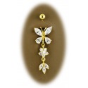 Nombril papillon avec pendant plaqué OR 750/000
