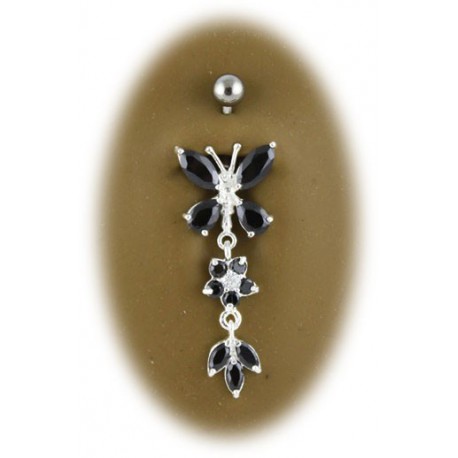 Piercing Nombril Papillon Pendant Argent 925