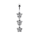 Piercing Nombril 3 Petites Fleurs Argent 925