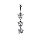 Nombril 3 petites fleurs argent 925