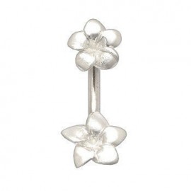 Nombril double fleurs en argent 925