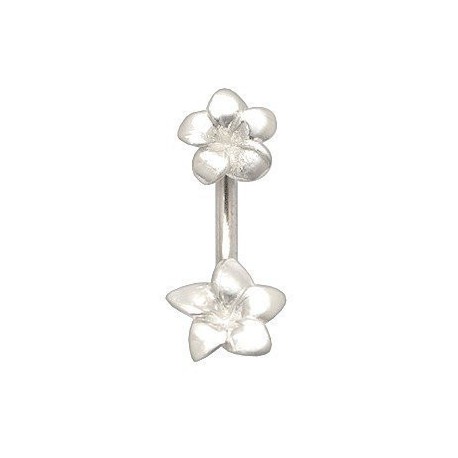 Piercing nombril double fleurs en argent 925