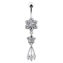 Nombril Fleur Pendante Argent 925