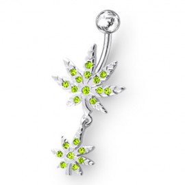 Piercing Nombril Feuilles Pendante Argent 925