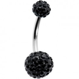 Piercing nombril boule cristal + boule du dessus