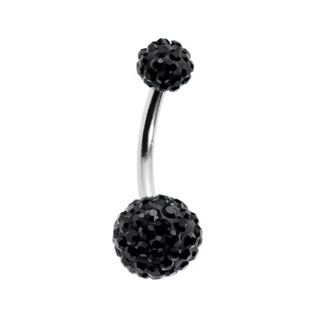 Piercing nombril boule cristal + boule du dessus