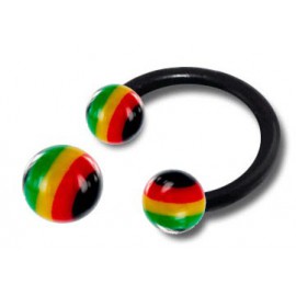 Labret anneau fer à cheval boule couleur jamaïque bioflex