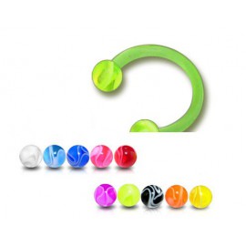 Piercing Labret Anneau Fer à Cheval Boule Multi Couleurs Bioflex