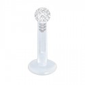 Piercing Labret Boule Cristal Recouverte de Résine Tige Bioflex