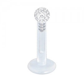 Labret boule cristal recouverte de résine tige bioflex