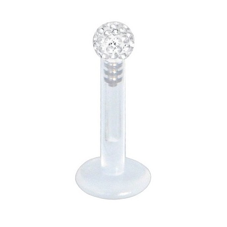 Piercing Labret Boule Cristal Recouverte de Résine Tige Bioflex