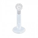 Labret boule cristal recouverte de résine tige bioflex