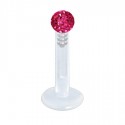 Piercing Labret Boule Cristal Recouverte de Résine Tige Bioflex