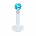 Piercing Labret Boule Cristal Recouverte de Résine Tige Bioflex