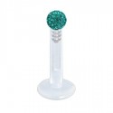 Piercing Labret Boule Cristal Recouverte de Résine Tige Bioflex