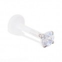 Labret Cristal Rond Sertie en Argent 925