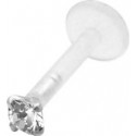 Labret Cristal Rond Sertie en Argent 925