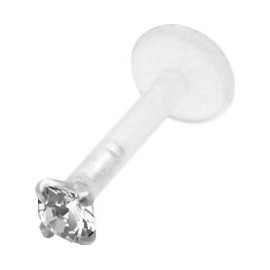 Labret Cristal Rond Sertie en Argent 925