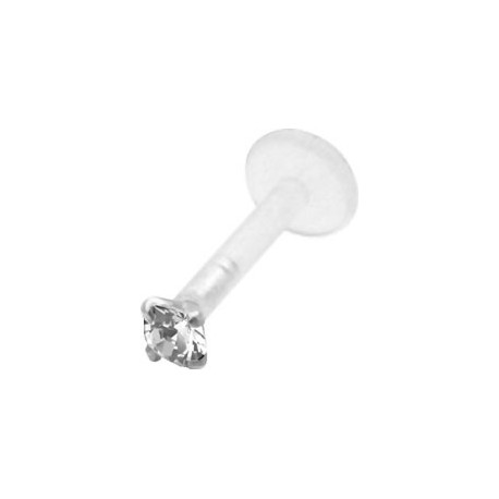 Labret Cristal Rond Sertie en Argent 925