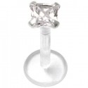 Piercing Labret Cristal carré Sertie en Argent 925