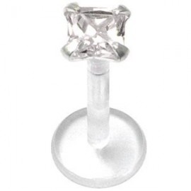 Piercing Labret Cristal carré Sertie en Argent 925