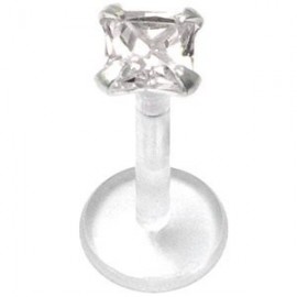 Labret bioflex cristal carré serti en argent 925