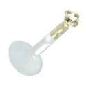 Piercing Labret Cristal Rond Serti en Plaqué OR 750/000