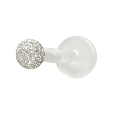 Piercing Labret Boule Strass Argent 925 Tige Bioflex