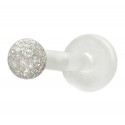 Labret boule strass argent 925 tige bioflex