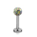 Piercing Labret Titane G23 Boule Cristal Recouverte de Résine