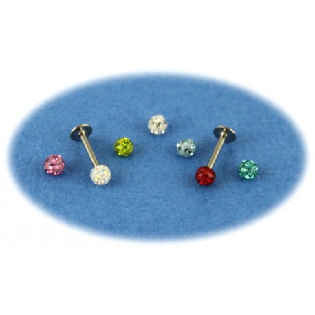 Pack Piercing Labret Titane G23 Boule Cristal 7 Couleurs 