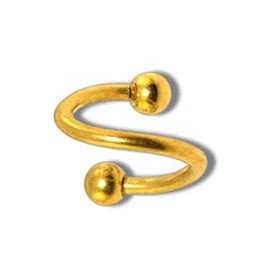 Labret anneau spiral boule doré anodisé