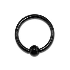 Piercing Labret Anneau Boule Noire Anodisé