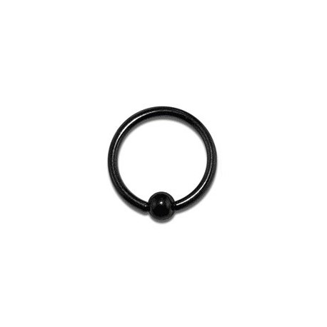 Piercing Labret Anneau Boule Noire Anodisé