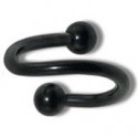 Labret anneau spiral boule noire anodisé