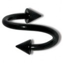 Piercing Labret Anneau Spiral Pic Noire Anodisé 