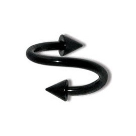 Piercing Labret Anneau Spiral Pic Noire Anodisé 