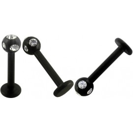 Labret boule multi cristal noire anodisé