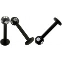 Labret boule multi cristal noire anodisé