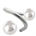 Piercing Labret Anneau Acier Spiral Fausse Boule Perle