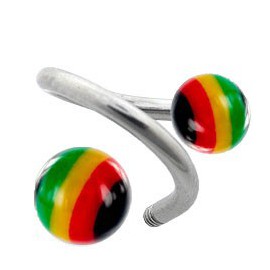 Labret anneau acier spiral boule jamaïque 