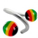 Labret anneau acier spiral boule jamaïque 