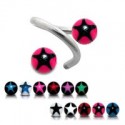 Piercing Labret Anneau Acier Spiral Boule Etoilé