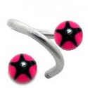 Piercing Labret Anneau Acier Spiral Boule Etoilé