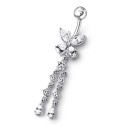 Nombril papillon pendant cristal argent 925